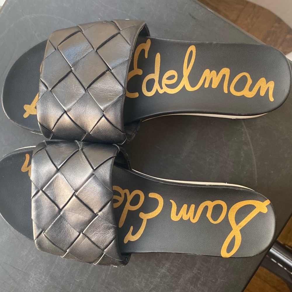 Leather Woven SAM EDELMAN Platform Slide Sandals